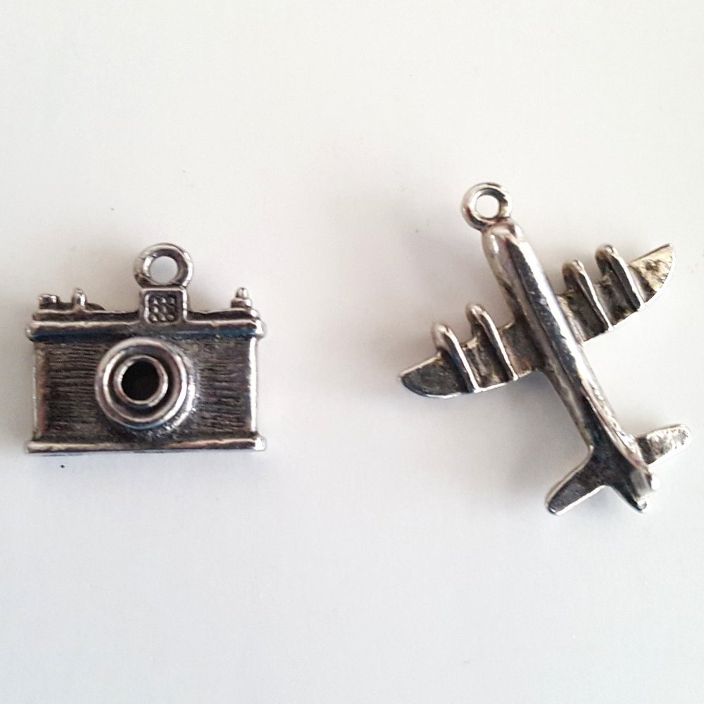 Metal Charms - Airplane, Camera